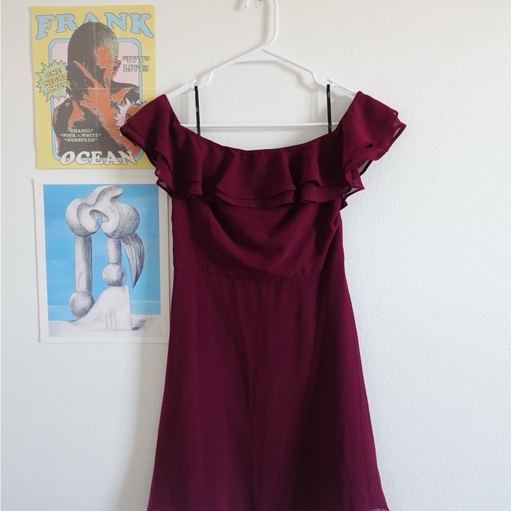 Lulu's Strapless Burgundy Dress